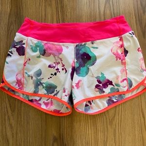 Lululemon shorts, floral hot pink